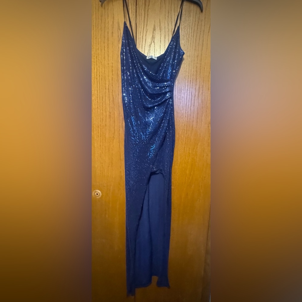 Emerald Sundae Navy Sequin Prom Dress